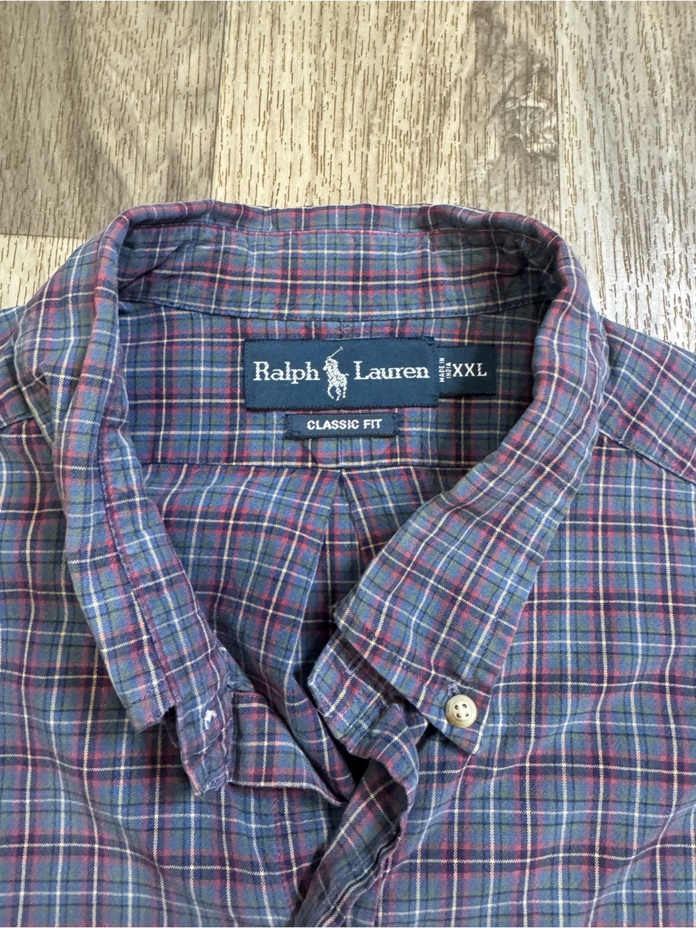 Ralph Lauren Men’s XXL Classic Fit Plaid Shirt Long Sleeve Blue Red Pony - Picture 3 of 7